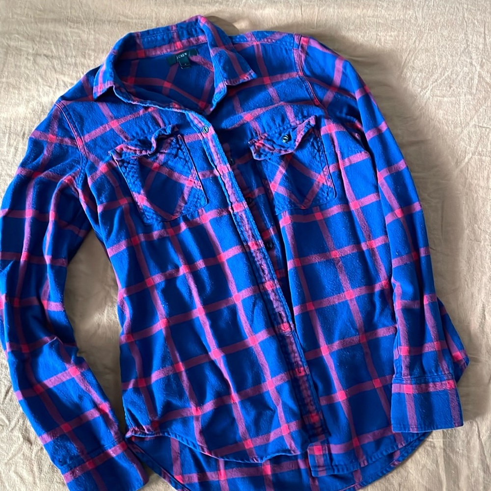 JCrew Flannel - red and navy blue